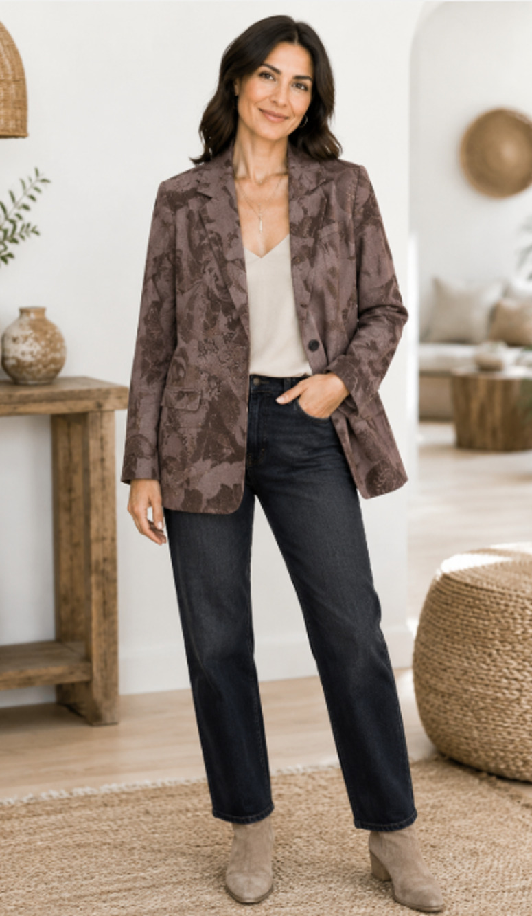 Coldwater Creek Womens 12 Jacket Blazer Brown Linen Blend victorian y2k vintage